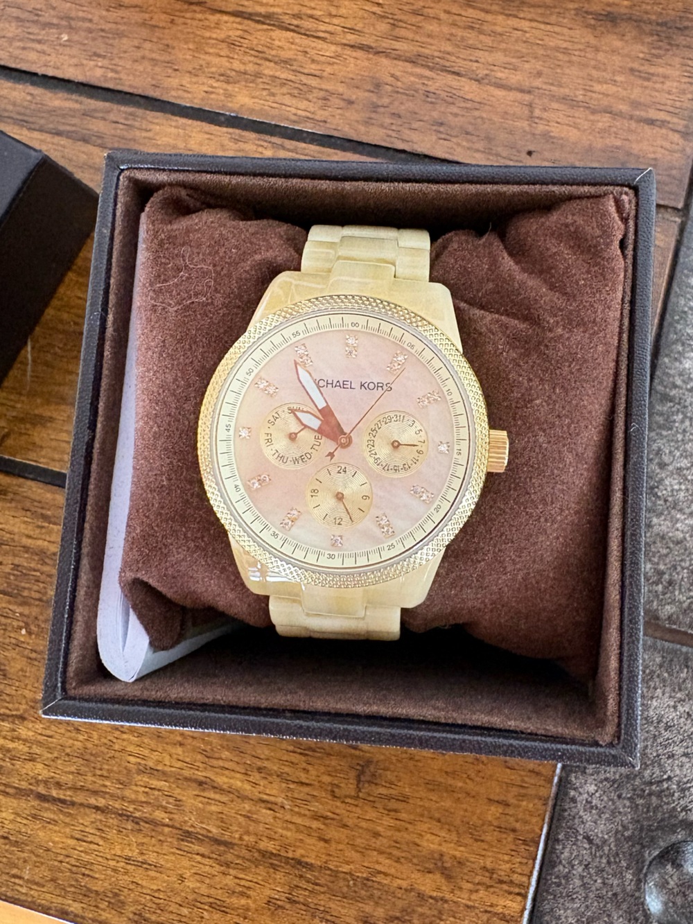 Michael Kors Gold-Tone Rose Dial Chronograph Watch - Picture 3 of 8